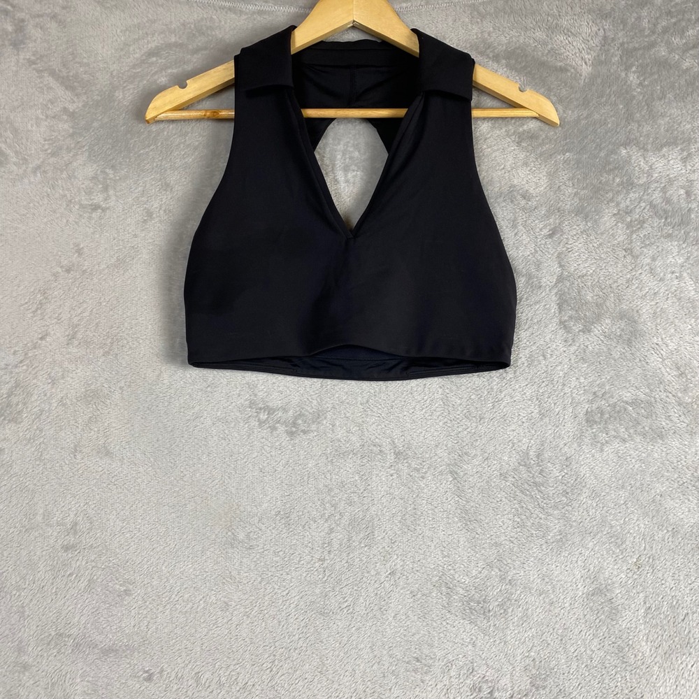 Lululemon Key to Balance Tankβ Top Black Collared Open Back Crop LW2DUCS Size 8